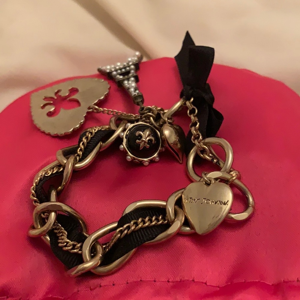 Black and gold with charms bracelet
